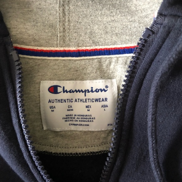 CHAMPION Navy Blue Zip-Up Hoodie - Picture 3 of 5